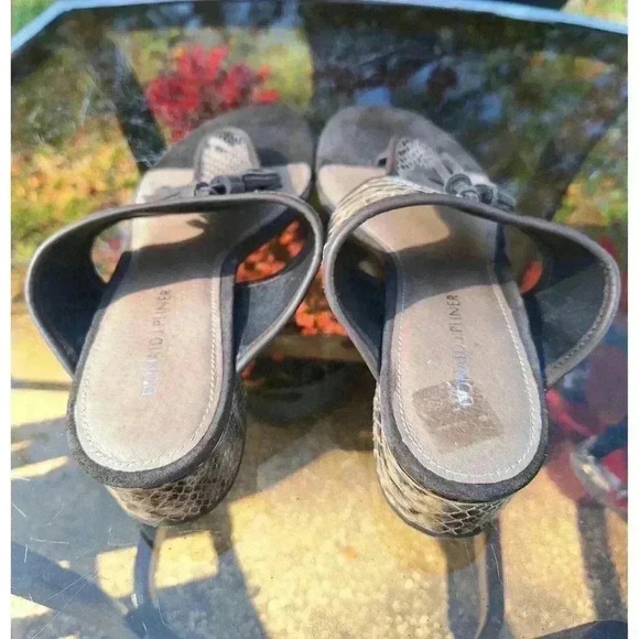 Donald Pliner Brown Gold Snake print Tira Tassel‎ Thong Slide Sandal Size 9M - Picture 3 of 7